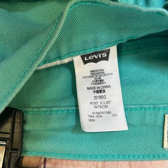 Teal green women’s Levi jeans 511 slim straight leg size 20 / 12 large #192 - Picture 9 of 16